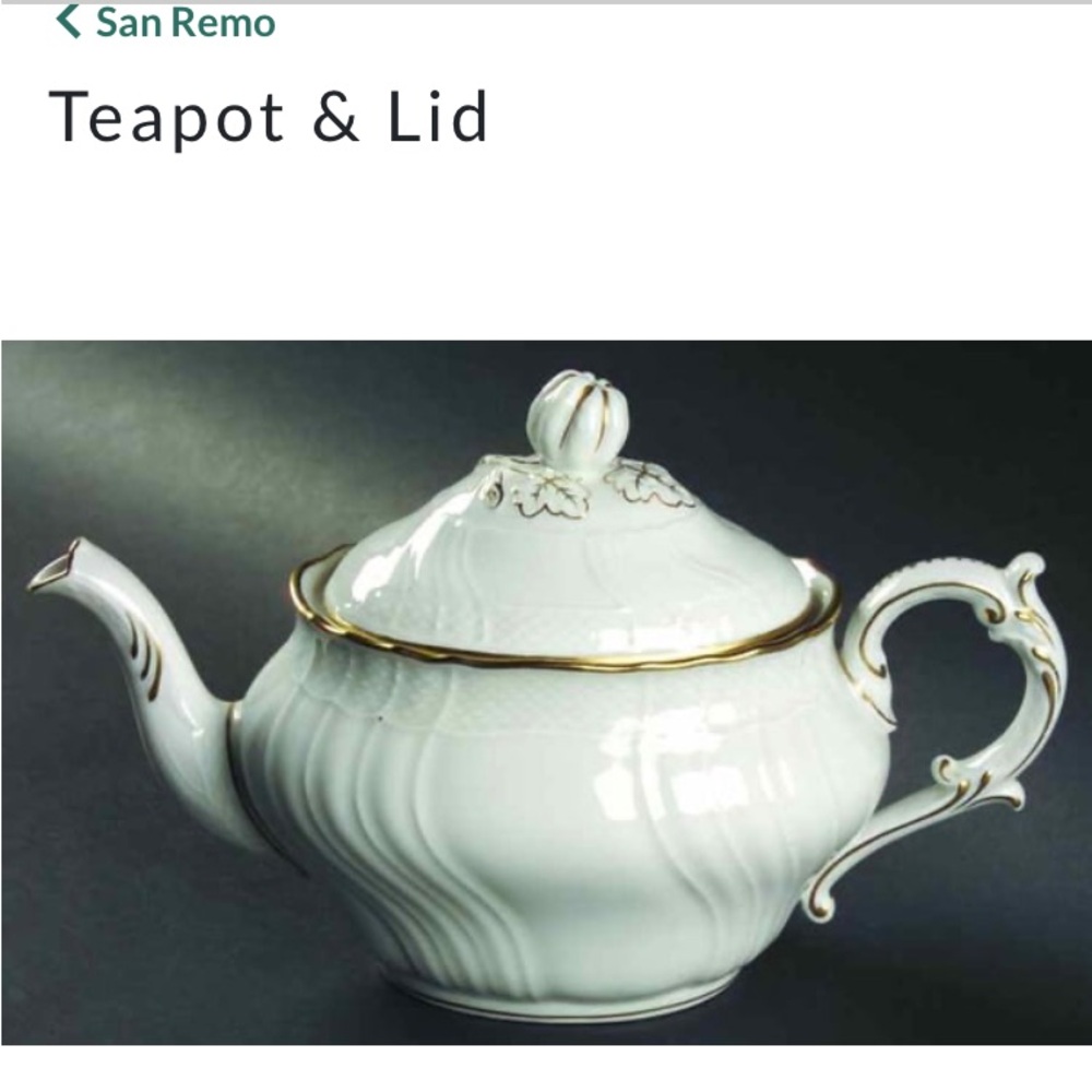 Richard Ginori White and Gold Teapot & Lid- RARE